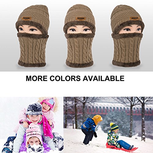 VBIGER Niños Sombrero Caliente de Punto y Bufanda tubular con Forro de Lana,2 Piezas