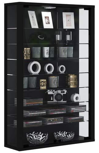 VCM Vitrosa Vitrina Pared, Madera, Negro, 90 x 59 x 18 cm