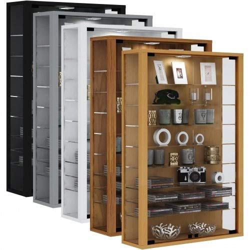 VCM Vitrosa Vitrina Pared, Madera, Negro, 90 x 59 x 18 cm