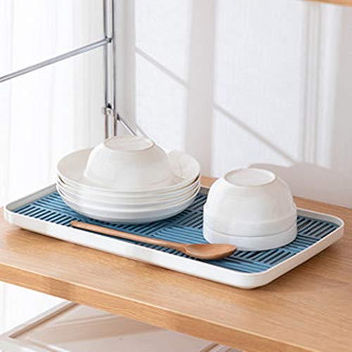 VDSON Bandeja de Recogida Bandeja Bandeja Gap Delicada del hogar Cocina Mesa de café Inicio Bandeja del Desayuno Decoración (Color : Blue, Size : 39.2x22.2x2.7cm)