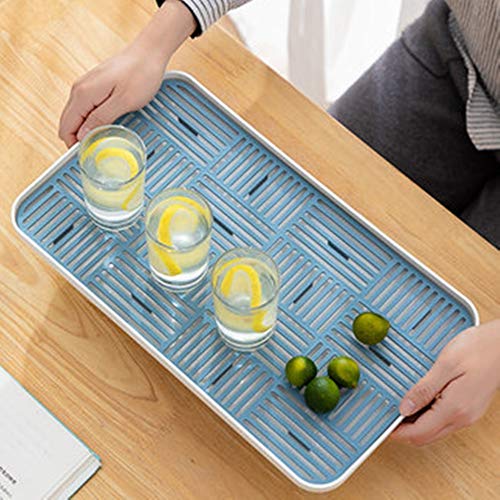 VDSON Bandeja de Recogida Bandeja Bandeja Gap Delicada del hogar Cocina Mesa de café Inicio Bandeja del Desayuno Decoración (Color : Blue, Size : 39.2x22.2x2.7cm)