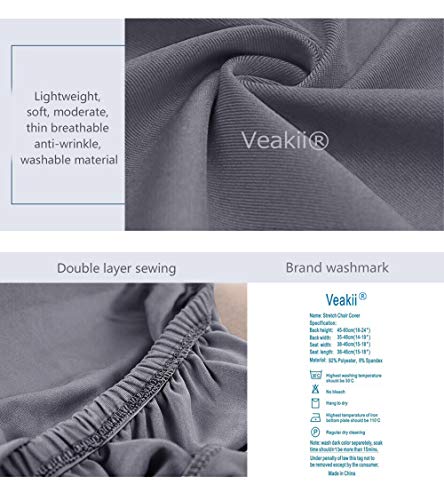Veakii R Fundas para sillas Pack de 4 Fundas sillas Comedor, Lavable Comedor Asiento Cubre para el Comedor casero Modern Bouquet de la Boda, Hotel, Decor Restaurante（Gris Claro）