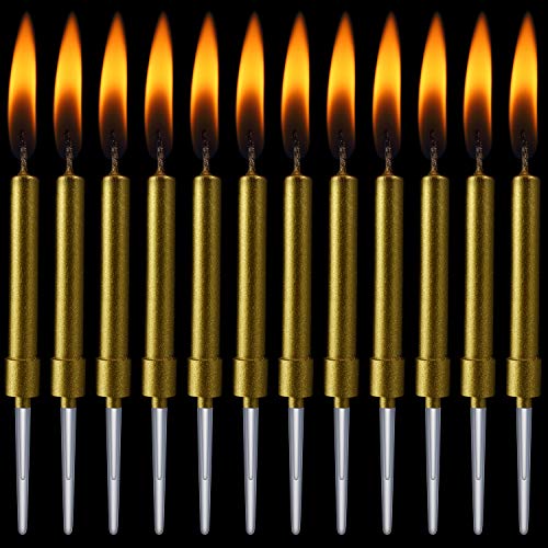 Velas de Tarta de Cumpleaños 24 Piezas de Velas de Fiesta para la Mayoría de Ocasiones (Dorado)