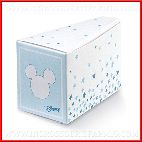 Venta AL por mayor y ahorro de 12 cajas para peladillas firmados en forma de parte del Pastel, Disney, Celeste con Silueta de Mickey Mouse artesanal, bomboneras nacimiento, Cumpleaños Macho