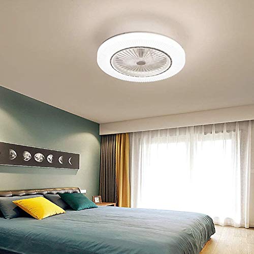 Ventilador De Techo LED 90W Luz Del Ventilador Invisible Plafon Con Iluminación Control Remoto Luces Regulable Silenciosa Sala Habitación De Niños Dormitorio Comedor Lámpara De Araña De Ventilador