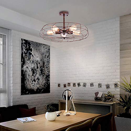 Ventilador industrial de estilo antiguo de hierro forjado Lámpara de techo colgante de techo de iluminación rústica con 5 luces