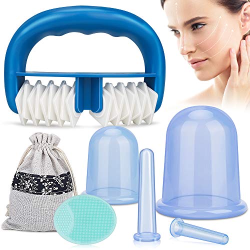 Ventosas Celulitis, Tazas Anticelulitis con Ventosas Corporales, Ventosas Faciales, Ventosas Oculares y Cepillo Facial, Drenaje Linfático o Alivio Natural del Dolor para Cara Cuello Espalda Piel