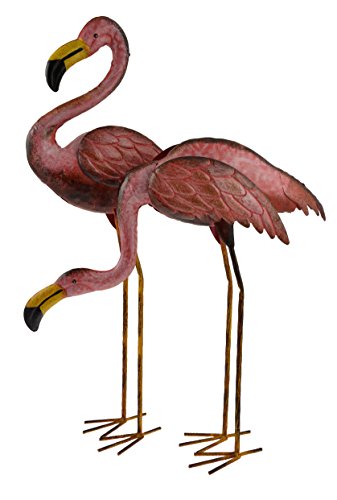Verde Jem gsgd46 – 2 flamencos Metal jardín decoración – Natural (2 Piezas)