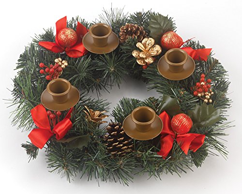 Vermont Christmas Company - Corona de Adviento con lazo rojo y bayas