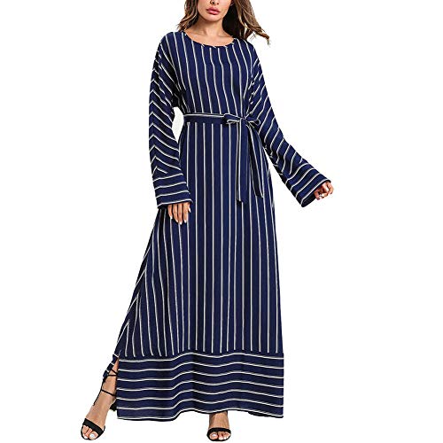 Vestidos Largos de Rayas Manga de Larga Otoño Modernas Casual Mujer Empalme Tenedor Abierto Slim Fit Vestidos Casuales acogedores Vestidos Largos Simple