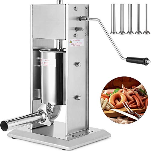 VEVOR Embutidora De Salchichas Vertical Acero Inoxidable Dos Velocidades 5L Hacer Salchichas Chorizo Hot Dogs Bratwurst Etc Adecuado Tanto para Uso Doméstico como Comercial