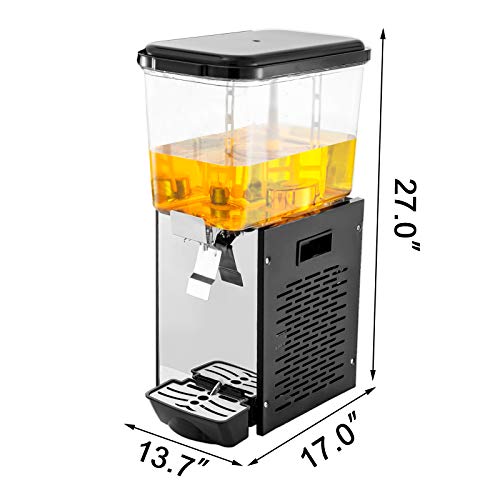 VEVOR Máquina de Dispensador de Bebida 18 L, Máquina de Bebidas Frío con Tanques 18 L * 1, Máquina de Dispensador de Jugo 200 W, Máquina de Bebidas Frías de Acero Inoxidable Temperatura 7-12℃