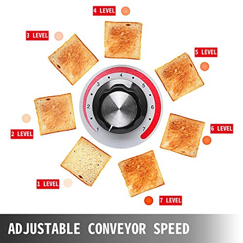 VEVOR Tostadora Comercial Eléctrica del Transportador 300 PCS/H Máquina de Tostar del Restaurante del Panecillo 2,240 W Dimensión de 418 x 368 x 387 mm Tostadora de Acero Inoxidable para Pan