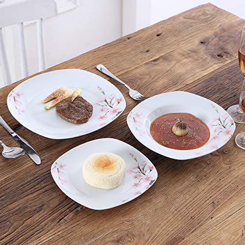 VEWEET Annie Juegos de Vajillas 18 Piezas de Porcelana con 6 Platos, 6 Platos Hondos y 6 Platos de Postre para 6 Personas