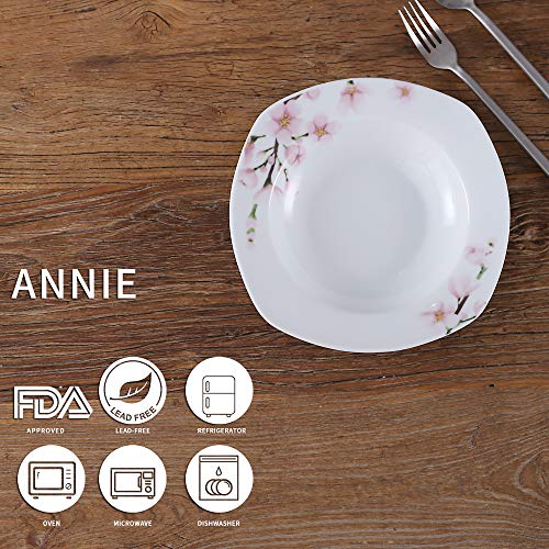 VEWEET Annie Juegos de Vajillas 18 Piezas de Porcelana con 6 Platos, 6 Platos Hondos y 6 Platos de Postre para 6 Personas