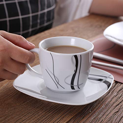 VEWEET Fiona Juegos de Vajillas 60 Piezas de Porcelana con 12 Taza 175 ml, 12 Platillos, 12 Platos, 12 Platos de Postre y 12 Platos Hondos para 12 Personas