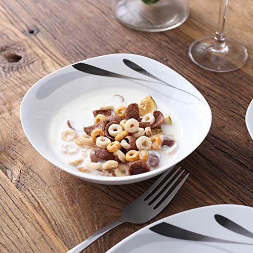 VEWEET Karla Juegos de Vajillas 24 Piezas de Porcelana con 6 Cuencos de Cereales, 6 Platos, 6 Platos de Postre y 6 Platos Hondos para 6 Personas