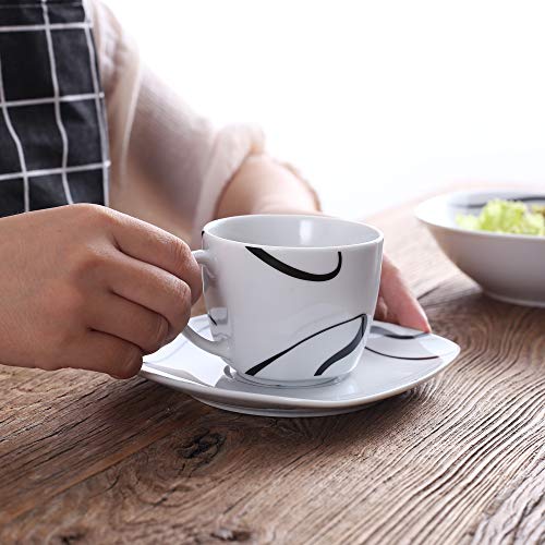 VEWEET Kayla Juegos de Vajillas 60 Piezas de Porcelana con 12 Taza 175 ml, 12 Platillos, 12 Platos, 12 Platos de Postre y 12 Platos Hondos para 12 Personas