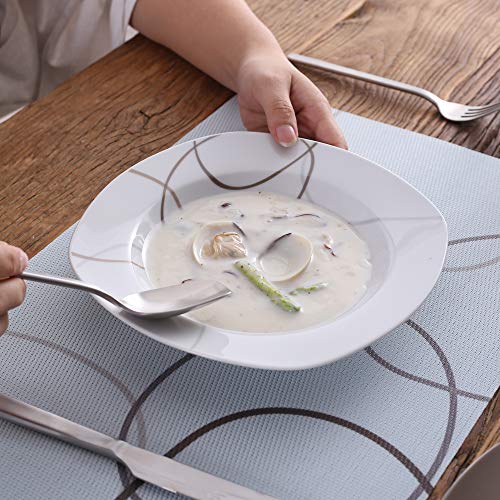 VEWEET Nikita Juegos de Vajillas 60 Piezas de Porcelana con 12 Taza 175 ml, 12 Platillos, 12 Platos, 12 Platos de Postre y 12 Platos Hondos para 12 Personas
