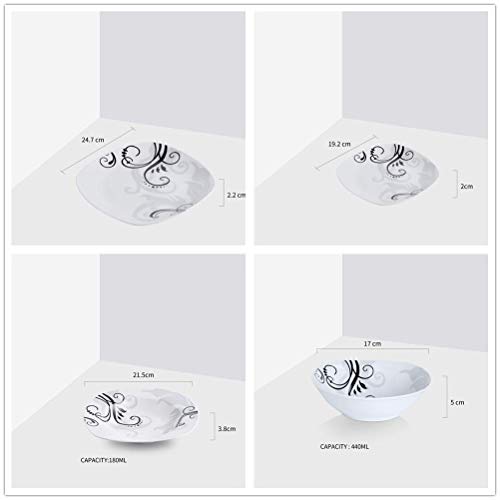 VEWEET Zoey Juegos de 48 Piezas Vajillas de Porcelana con 12 Cuencos de Cereales, 12 Platos, 12 Platos de Postre y 12 Platos Hondos para 12 Personas