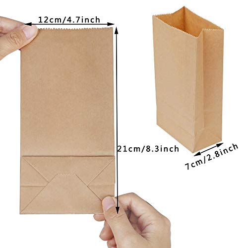 VEYLIN 120 bolsas de papel kraft marrón grandes bolsas de alimentos para sándwich, pan y verduras, bolsas de regalo para fiestas de cumpleaños, bodas (24 x 13 x 8 cm) 24 x 13 x 8 cm.