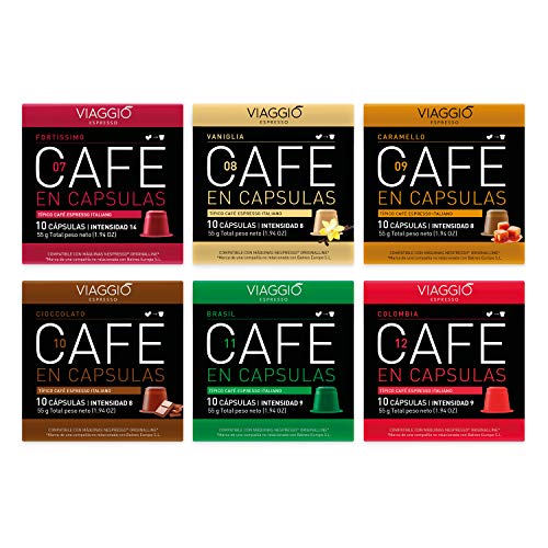 VIAGGIO ESPRESSO - 60 Cápsulas de Café Compatibles con Máquinas Nespresso - SELECCIÓN ESPECIAL