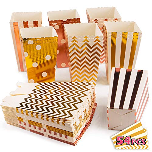 VIBIRIT Paquete de 54 Cajas de Palomitas de maíz, cartón de Grado alimenticio Contenedor de Dulces Snack Party Bags Pequeña Caja de Regalo Contenedor de cartón para la Fiesta de Bodas de Navidad