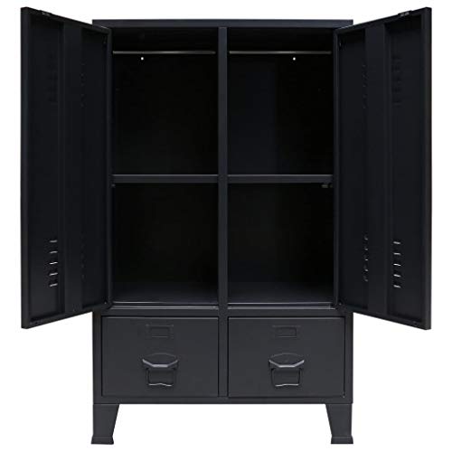 vidaXL Armario 67x35x107 cm Negro Metálico Estilo Industrial Almacenaje Orden