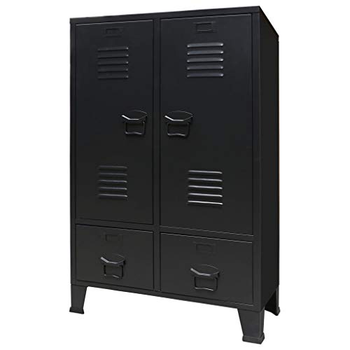 vidaXL Armario 67x35x107 cm Negro Metálico Estilo Industrial Almacenaje Orden