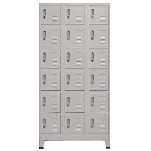 vidaXL Armario Taquilla 90x40x180 cm con 18 Compartimentos Oficina Almacenaje