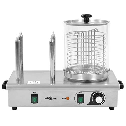 vidaXL Calentador Perritos Calientes 4 Varillas Acero Inoxidable 550 W Máquina
