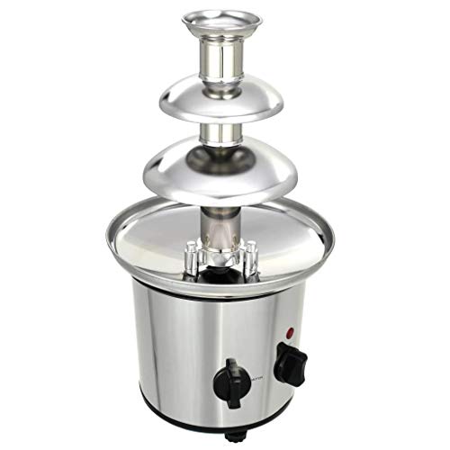 vidaXL Fuente Chocolate Eléctrica Acero Inoxidable Plateada Fondue 3 Niveles
