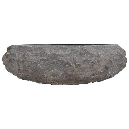 vidaXL Lavabo Sanitario Cuarto de Baño Servicio Fregadero Piezas de Fontanería Bricolaje Instalación Decoración Aseos Grifería 40x12 cm Mármol Negro Piedra Natural