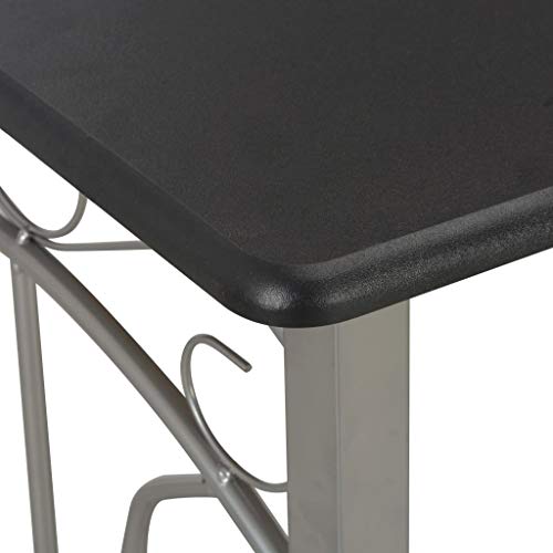 vidaXL Set Mesa y Sillas Altas Cocina 3 Piezas Madera y Acero Mobiliario Elegantes Funcionales Modernas Prácticas Patio Bar Restaurante Duradera Negro