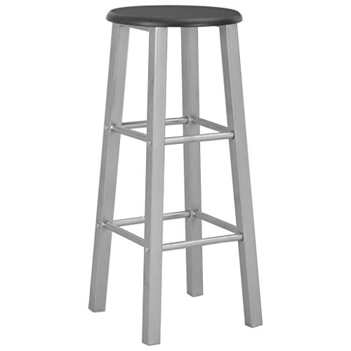 vidaXL Set Mesa y Sillas Altas Cocina 3 Piezas Madera y Acero Mobiliario Elegantes Funcionales Modernas Prácticas Patio Bar Restaurante Duradera Negro