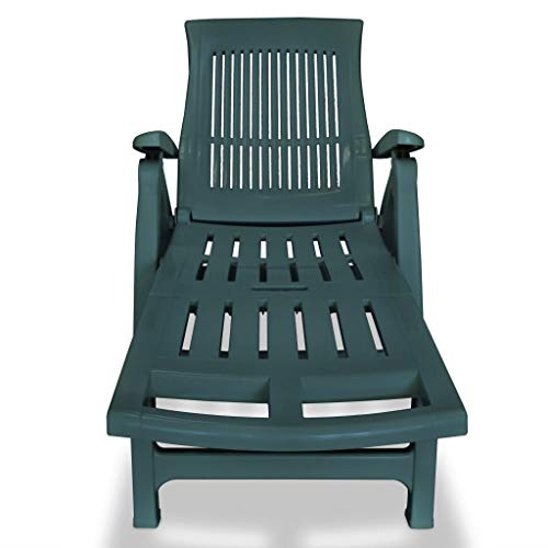 vidaXL Tumbona con reposapiés plástico verde