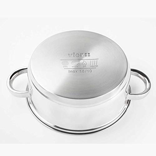Vier CI28 Inducción Diámetro 28cm, Plateado, Cacerola Inoxidable 18/10