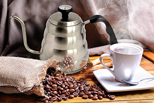 Vierta Sobre El Hervidor Café iNeibo Con Termómetro Incorporado de Acero Inoxidable