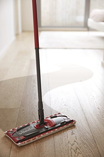 Vileda - Sistema de Limpieza para Todo Tipo de Suelos, con Cubo, escurridor y Soporte, Incluye un paño de Microfibra - Color Negro/Rojo