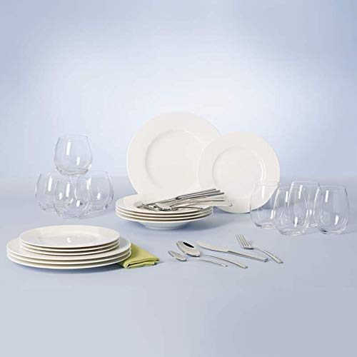 Villeroy & Boch 10-1155-9032 Set de Mesa de 36 Piezas para 4 Personas, Porcelana, Blanco, 37 x 26.5 x 39 cm