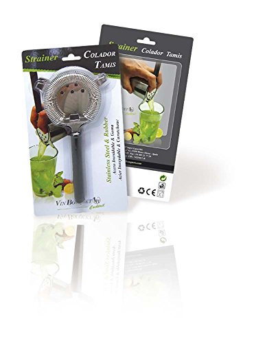 Vin Bouquet FIK 006 - Colador Gusanillo para Cocteleria, 2 puntas Estabilizadoras y Mango Antideslizante