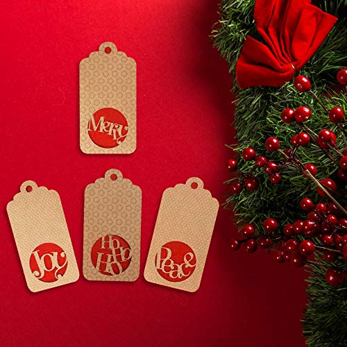 VINFUTUR 2pcs Troqueles Scrapbooking Etiquetas Navideñas Troqueles Corte Metal Plantillas Troquelado Dies para Decoración Álbum Recorte Artesanía Papel DIY Manualidad Navidad (Kit Etiqueta Letra)