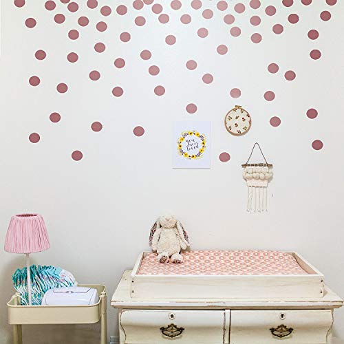 Vinilo de Pared Puntos (200 Calcomanías) Fácil de Despegar y Palo- Decoración de Lunares de Vinilo Metálico Extraíble, Etiqueta Redonda de Círculo Habitación Infantil Festiva Bebés (Oro Rosa)