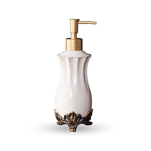 Vintage Cerámica Dispensador De Jabón Para,Grieta De Hielo Vintage Soapdispenser Mano Blanca Con Quick Press Pump Para Cocina Baño,Porcelana Decoracion Genial Para Lociones Aceites Esenciales Jab