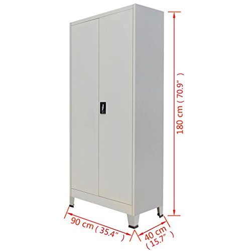 Vislone Armario de Almacenaje Taquilla para Oficina o Habitación Armario Archivador de Oficina Armario de Oficina Acero con 6 Compartimentos y 2 Puertas 90x40x180cm Gris