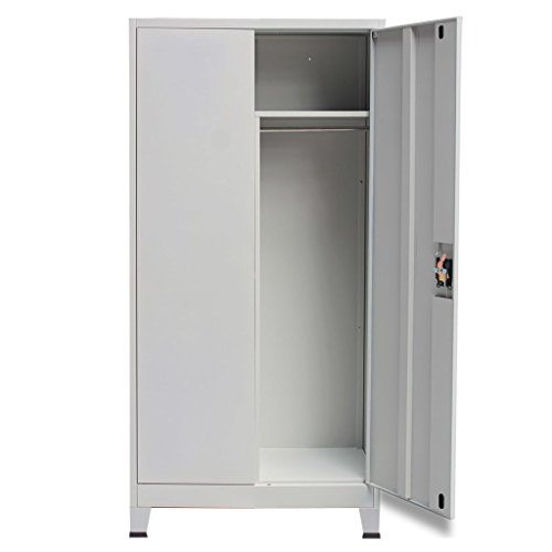 Vislone Armario de Almacenaje Taquilla para Oficina o Habitación Armario Archivador de Oficina Armario de Oficina Acero con 6 Compartimentos y 2 Puertas 90x40x180cm Gris