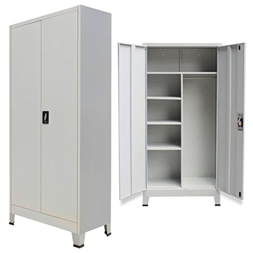 Vislone Armario de Almacenaje Taquilla para Oficina o Habitación Armario Archivador de Oficina Armario de Oficina Acero con 6 Compartimentos y 2 Puertas 90x40x180cm Gris