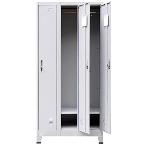 Vislone Armario Taquilla para Oficina o Escuela Armario Archivador de Oficina Armario de Oficina Acero con 3 Compartimentos Carga Máxima por Estante 10kg 90x45x180cm Gris
