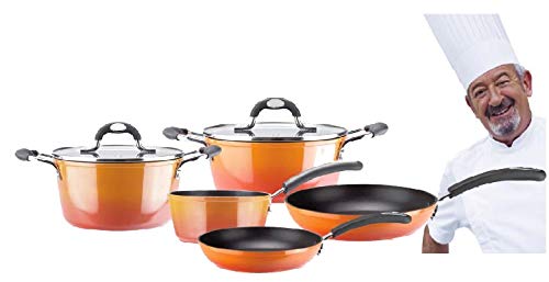 VITREX 71PAASFUE28 71PAASFUE28-Asador Gourmet de Aluminio Full Induction Modelo Fuego, Metal, Naranja, 28 cm