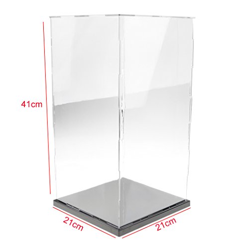 Vitrina de Exhibición Transparente con Base Negro Caja de Exposición para Figuras de Anime Figuritas Estatuas 3D - 21x21x41cm